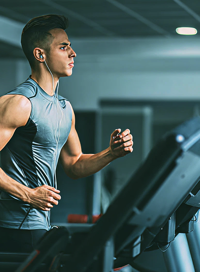 Man running on treadmill